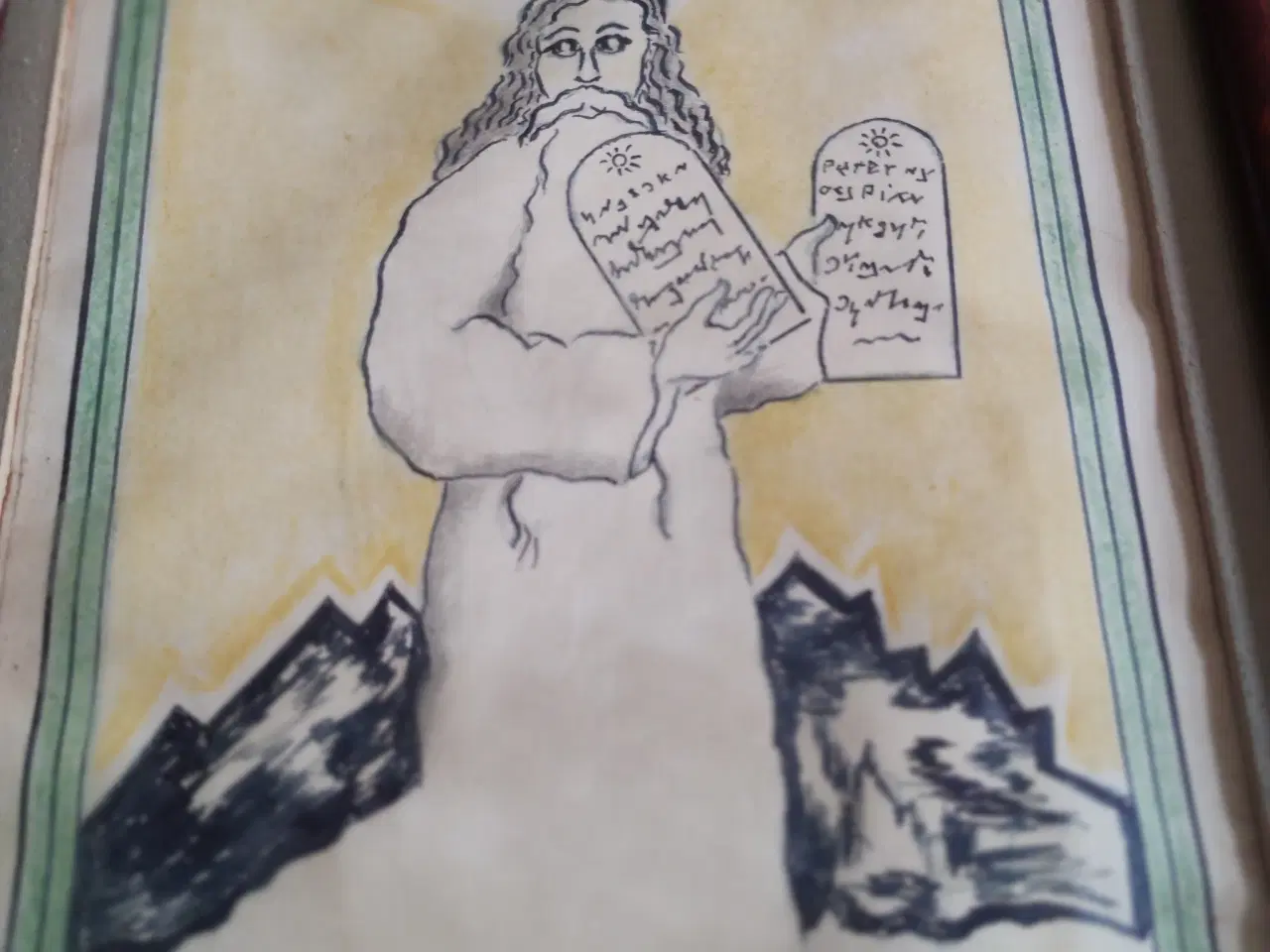 Billede 1 - Jesus tegning. Med de ti bud.