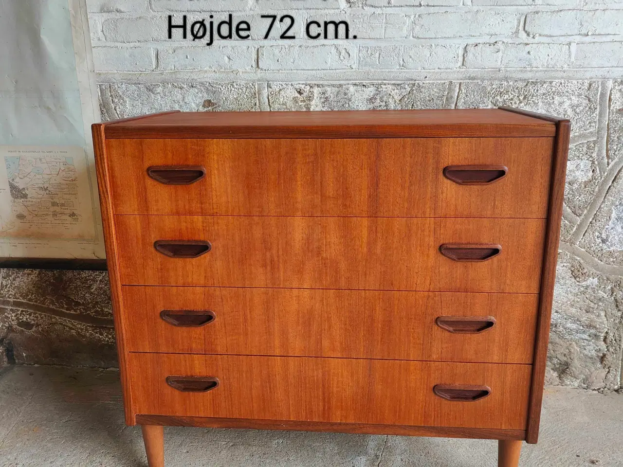 Billede 9 - Flot 4-skuffet teaktræs kommode på ben