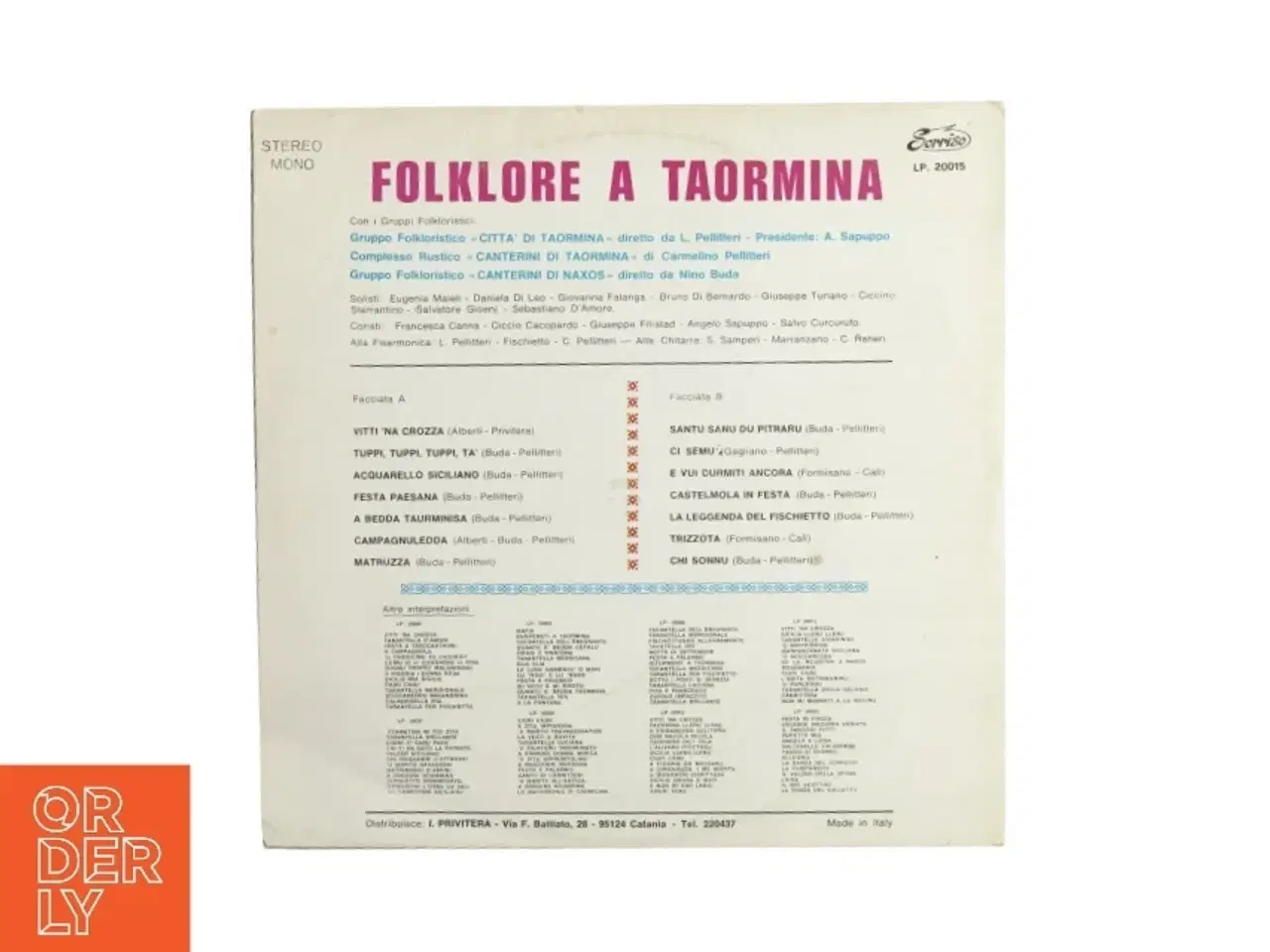 Billede 2 - Folklore a Taomina vinylplade