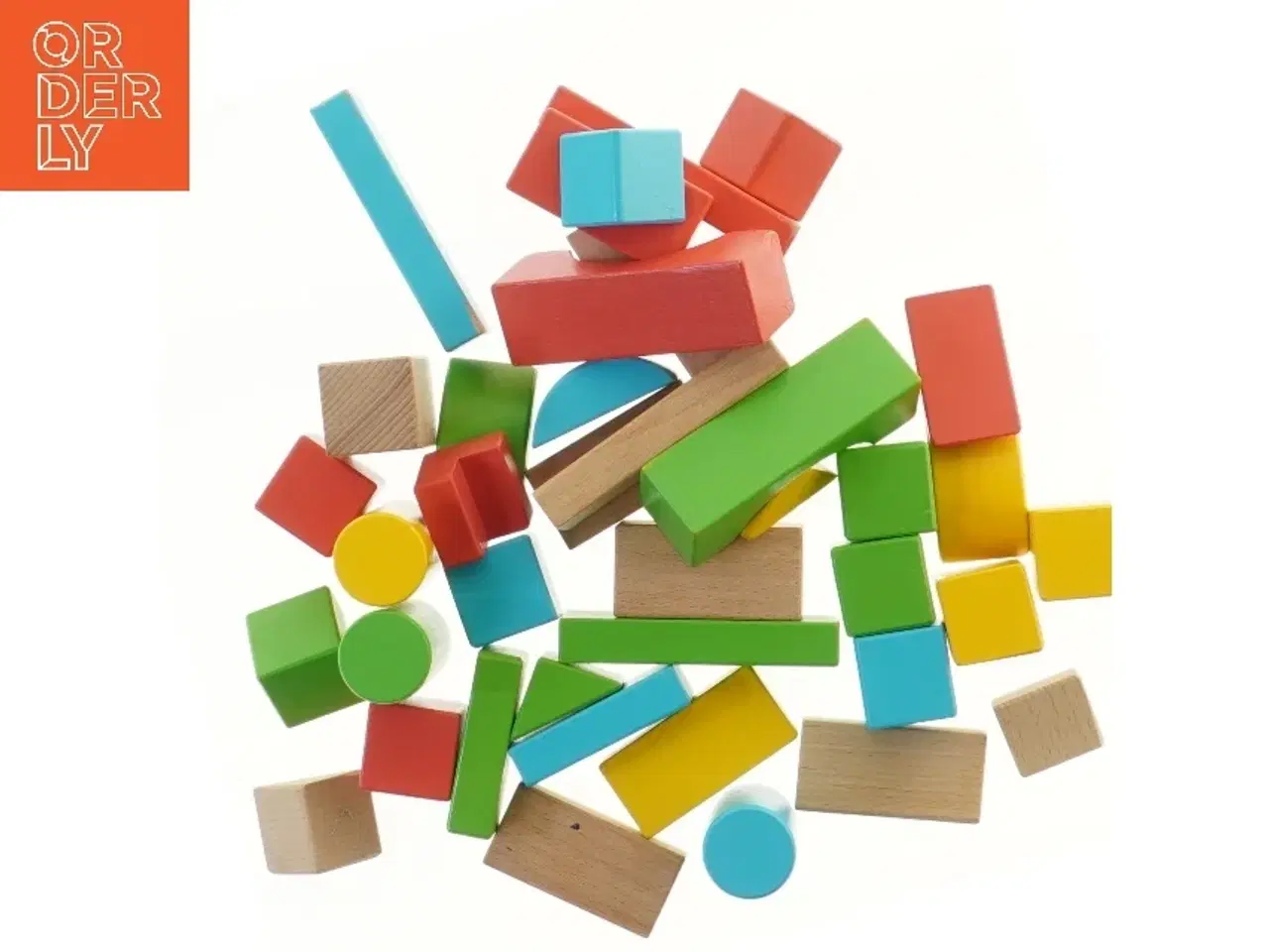 Billede 1 - Træbyggesæt med farvede klodser