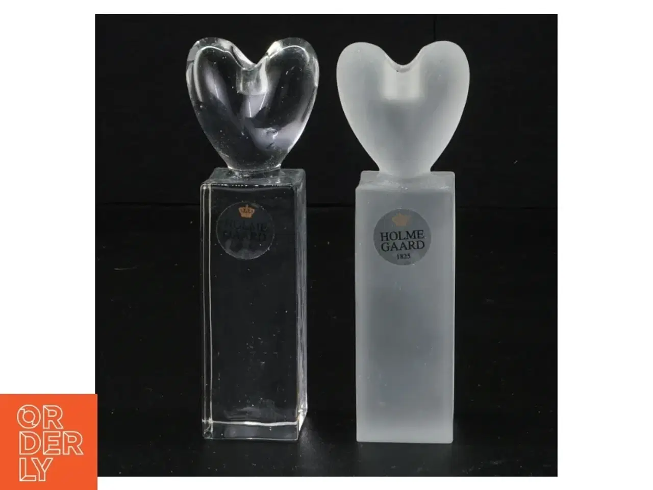 Billede 1 - Holmegaard Glas hjerte lysestager  (str. 13 cm)