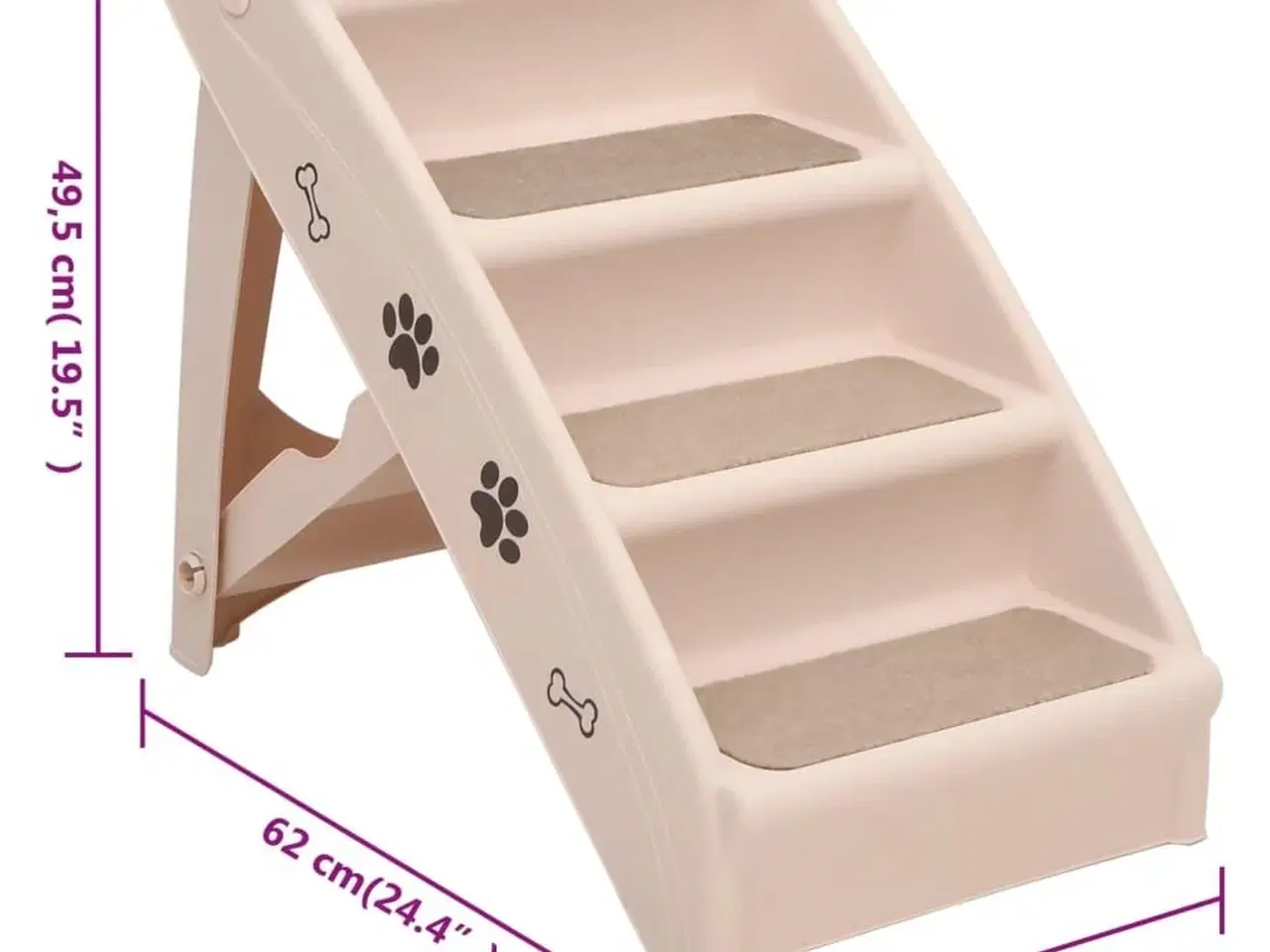 Billede 9 - Foldbar hundetrappe 62x40x49,5 cm cremefarvet