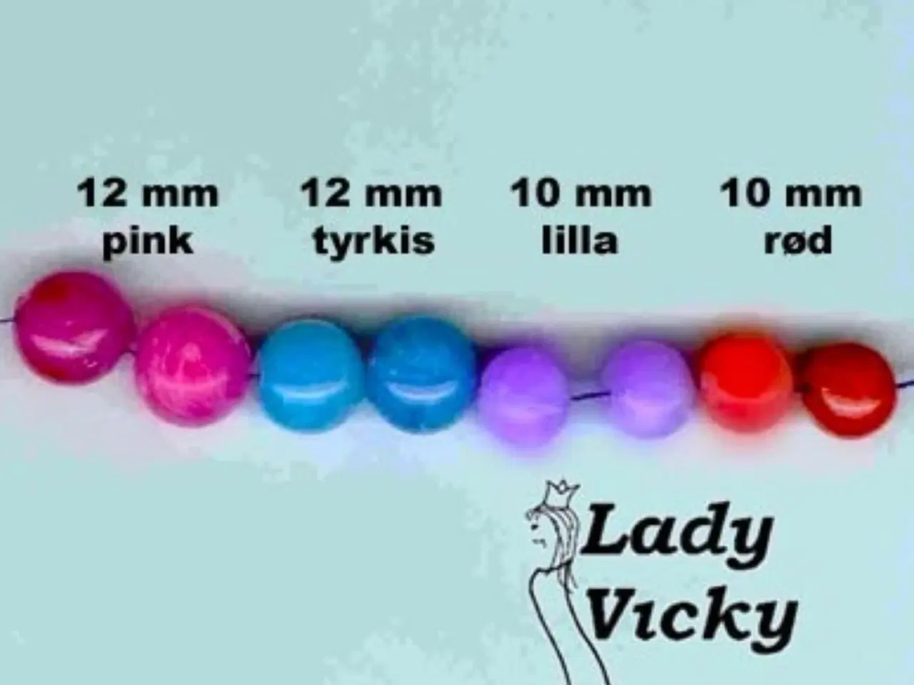 Billede 5 - Elastisk armbånd med blå og sølvfarvede perler