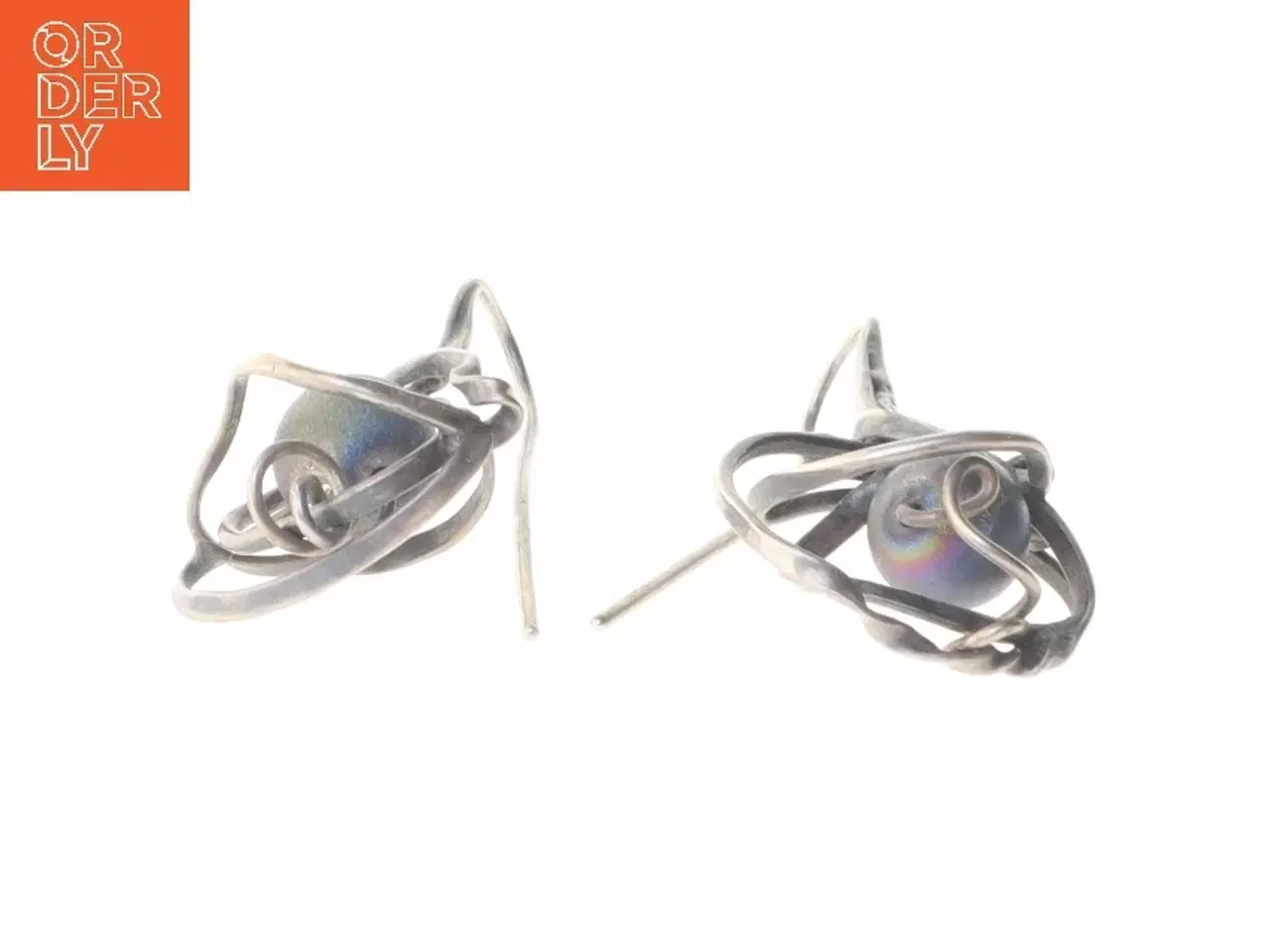 Billede 2 - Uniqe øreringe med flerfarvede kugler (str. 5 cm)