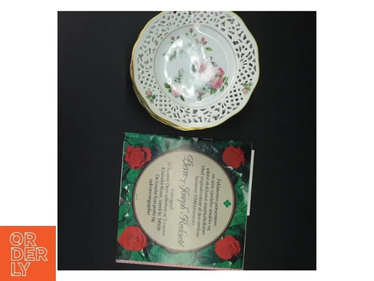 Billede 13 - Porcelænstallerkener med gennembrudt kant og rosendekoration fra Firkløveren