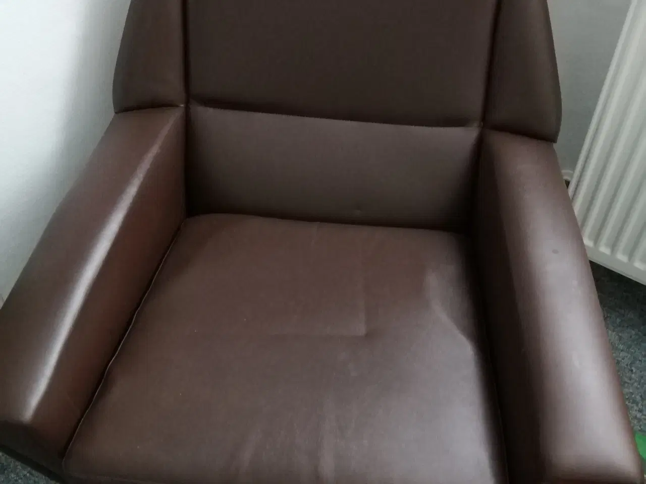 Billede 1 - retro lænestol i brun læder 