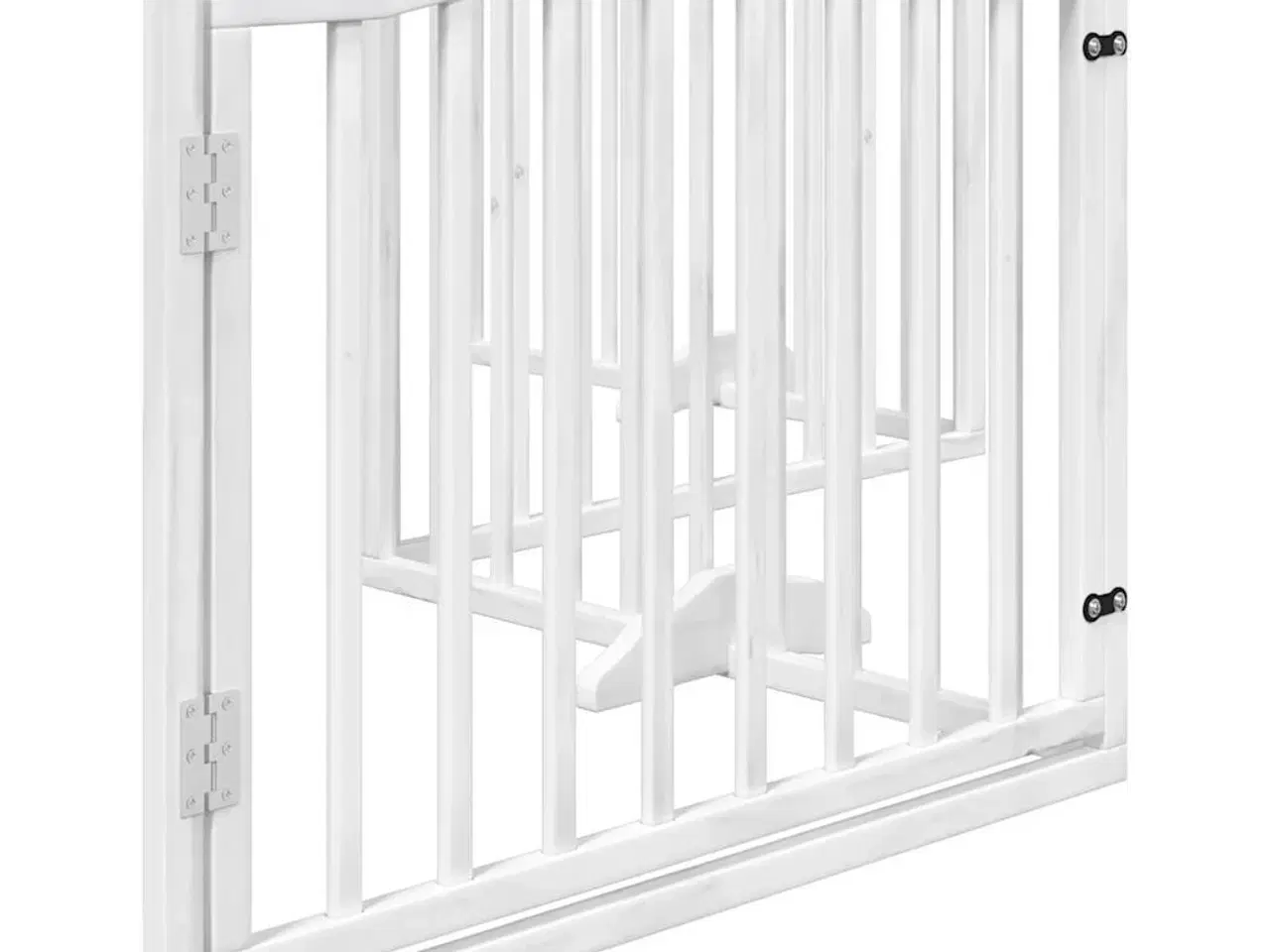 Billede 5 - Hundelåge med dør 4 paneler 320 cm foldbar poppeltræ hvid