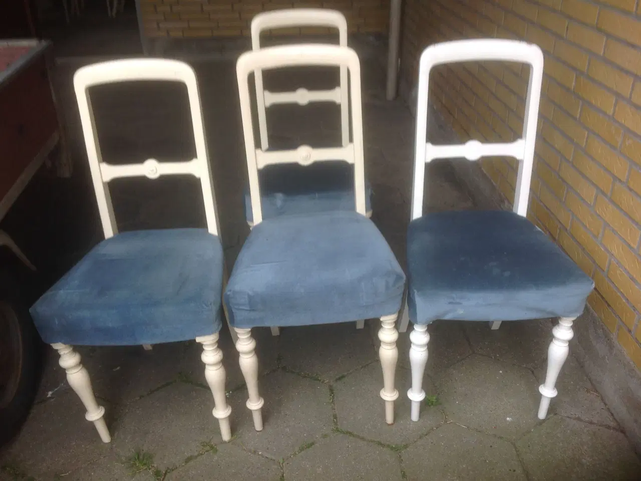 Billede 1 - 4 stole med blå betræk 