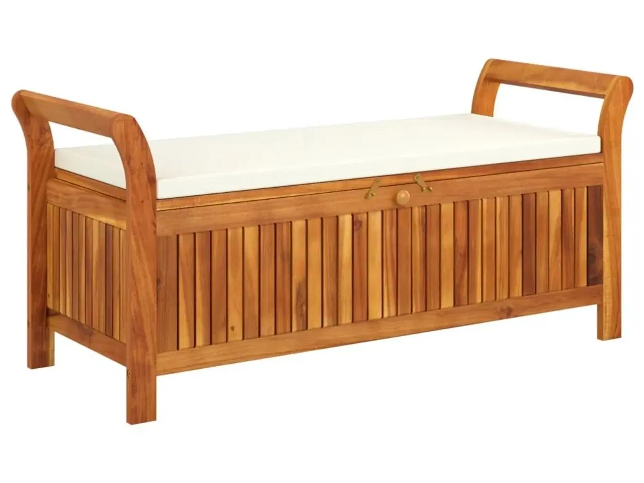 Billede 2 - Opbevaringsbænk med hynde 126 cm massivt akacietræ