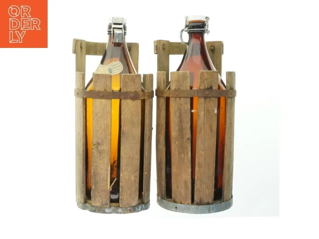 Billede 1 - Antikke flasker i trækasser (str. 45 cm)