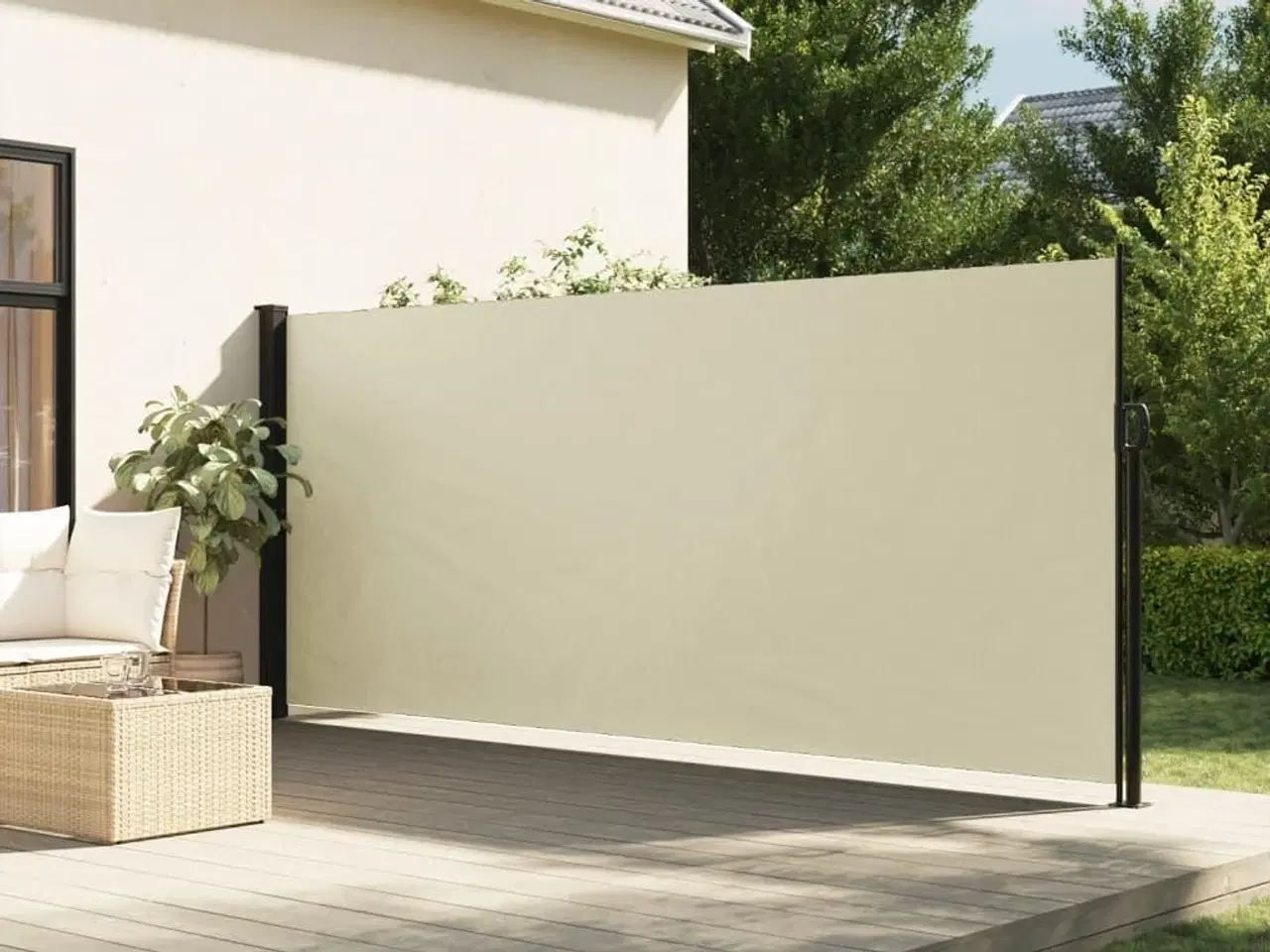 Billede 1 - Sidemarkise 160x300 cm sammenrullelig cremefarvet