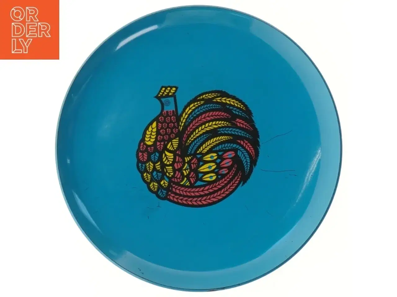 Billede 1 - Rund dekorativ bakke med farverigt mønster (str. Ø 33 cm)