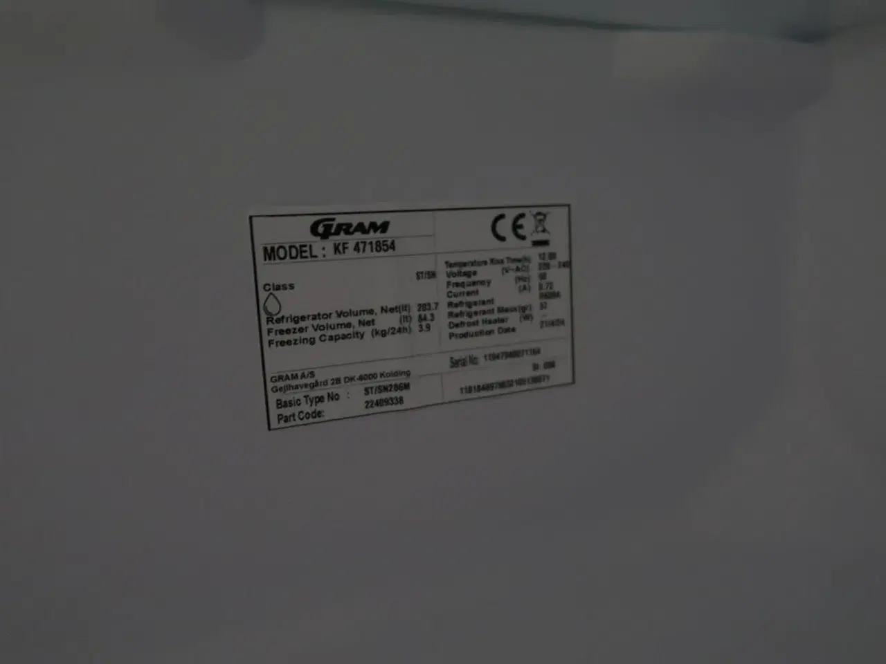 Billede 3 - Køle/fryseskab GRAM KF 471854
