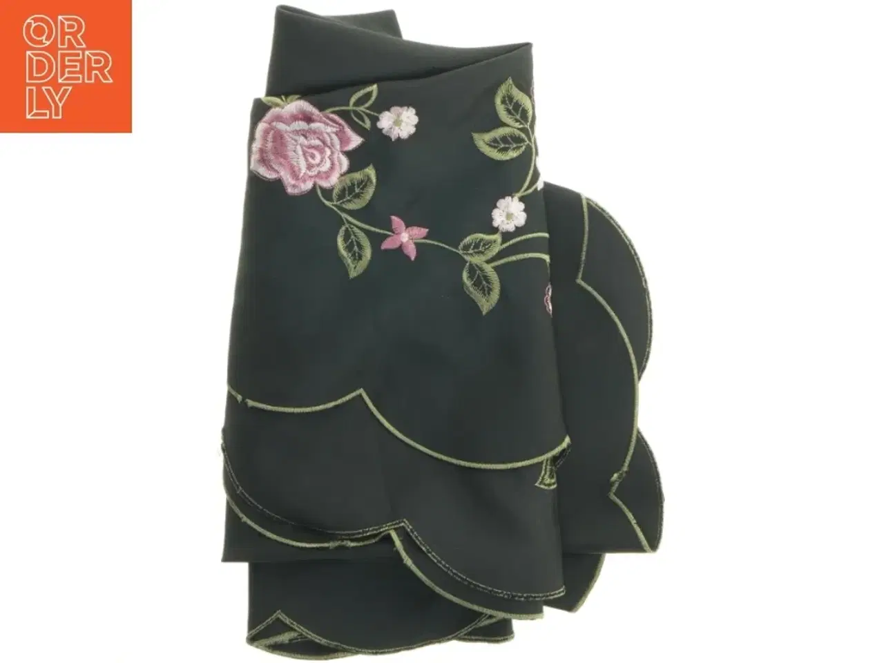 Billede 1 - Rund dug med broderede blomster (str. Ø 150 cm)