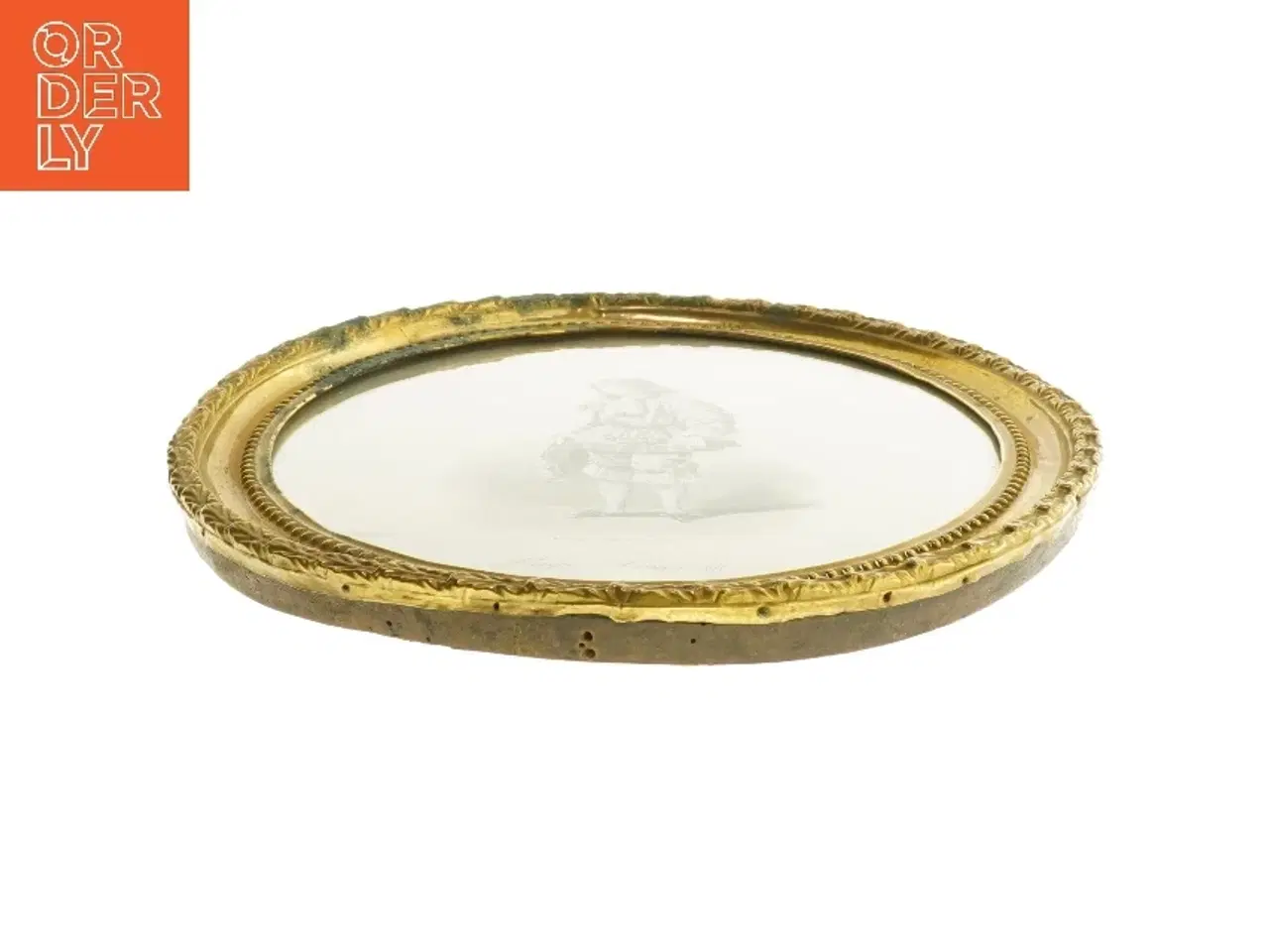 Billede 3 - Ovalt billede med guldramme (str. 31,5x26 cm)