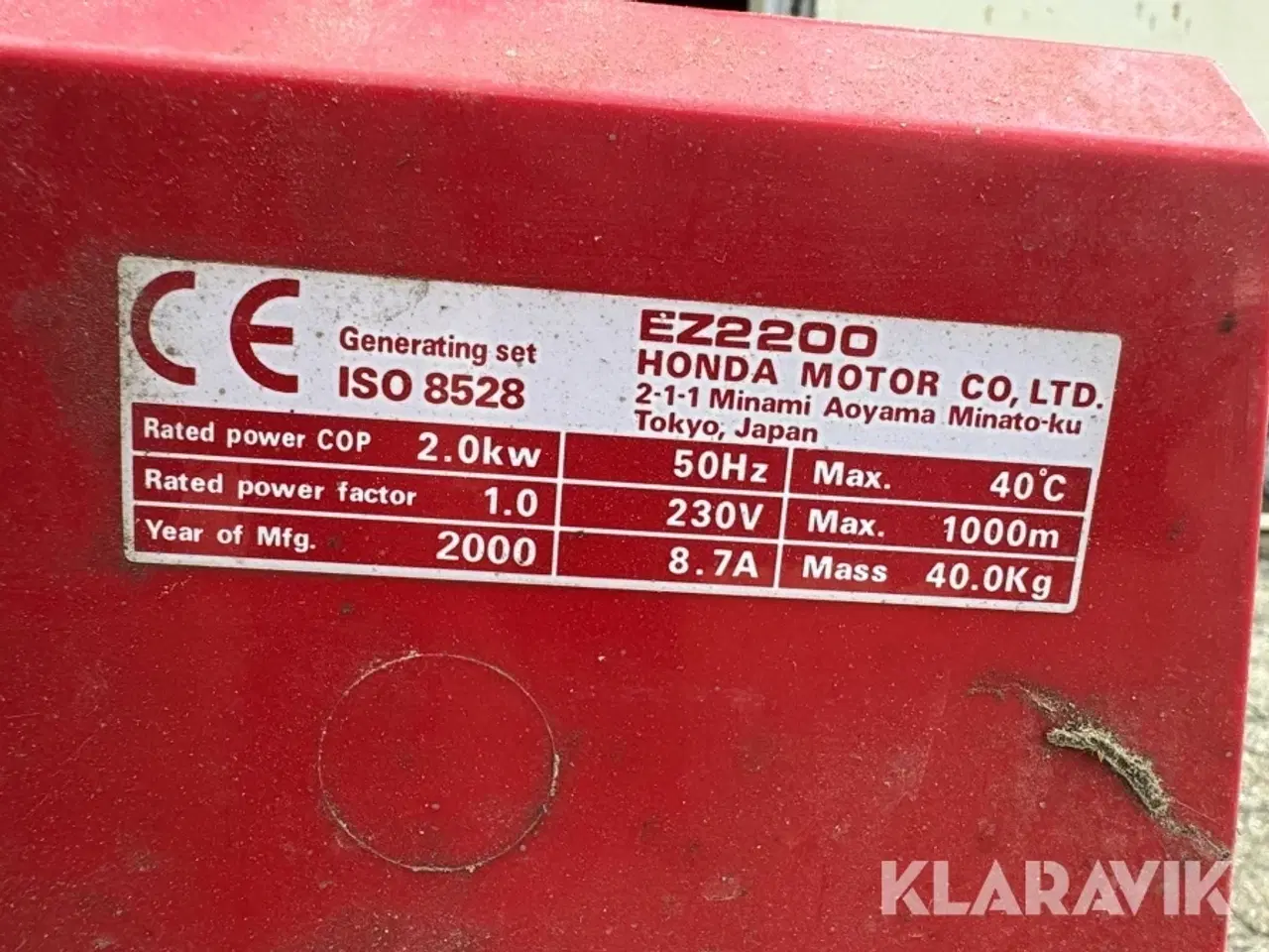 Billede 10 - Generator Honda EZ 2200 med Hondamotor