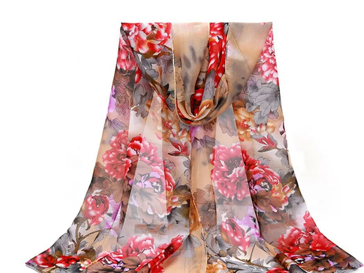 Billede 2 - tørklæder i print,aflang.med ass.blomster/påfugle