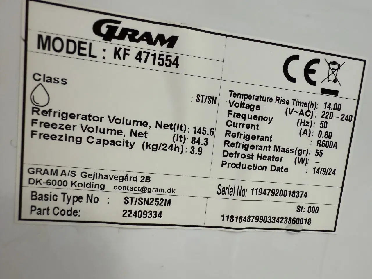 Billede 3 - Gran køle/fryseskab