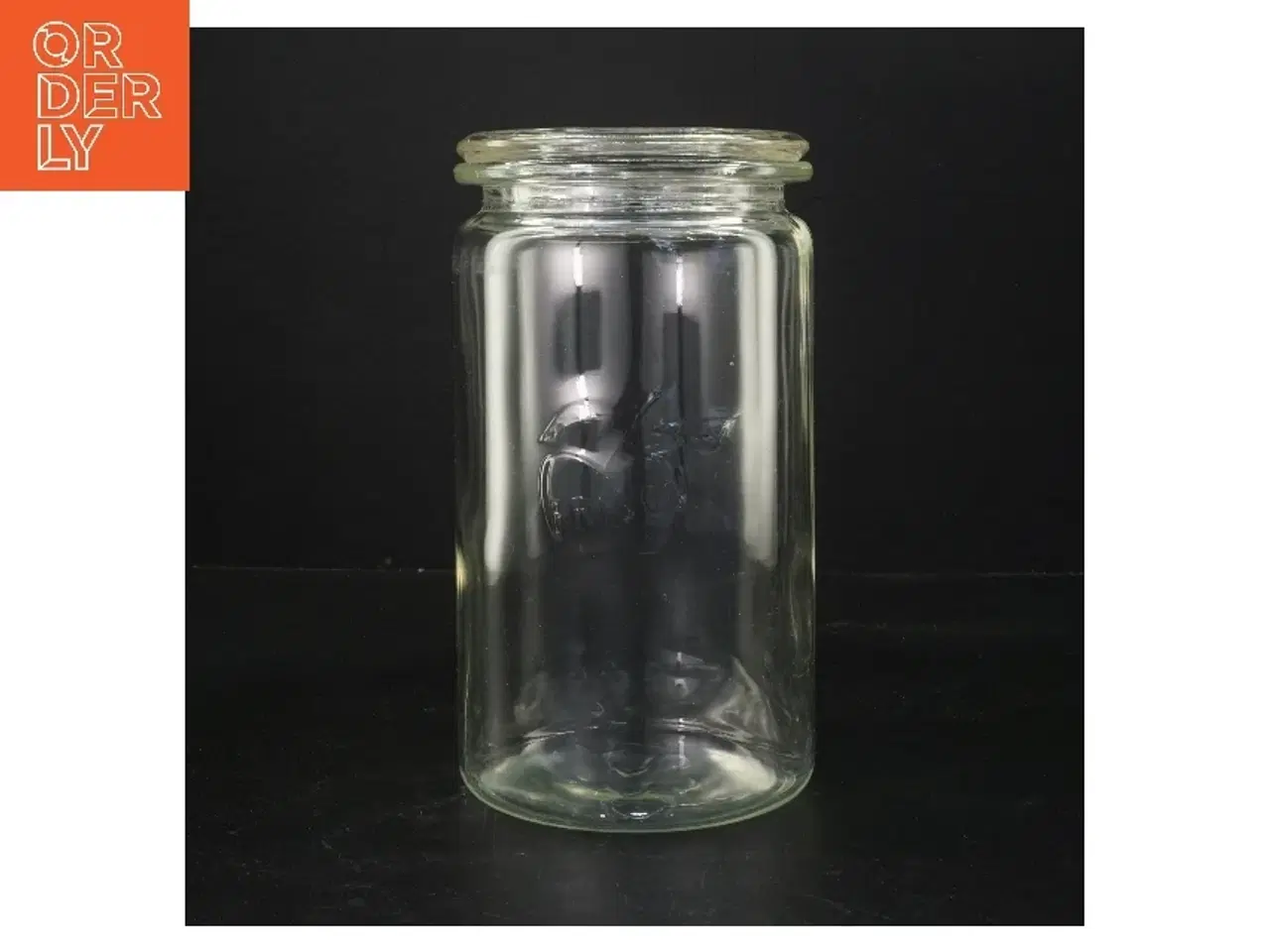 Billede 1 - Glasbeholder med FRISCO logo fra Frisco (str. Ø 12 cm længde 21 cm)