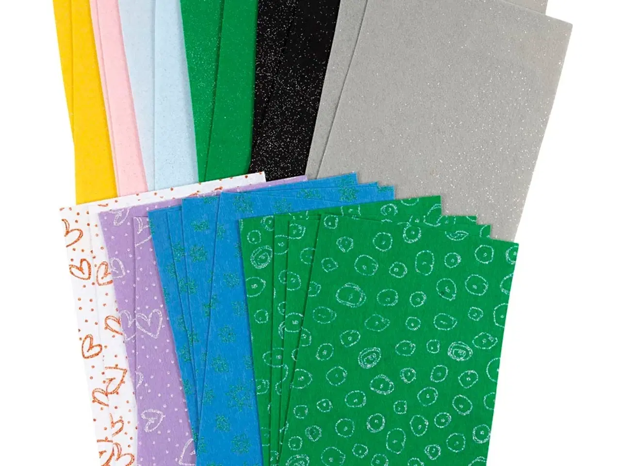 Billede 1 - Hobbyfilt, ark 21x30 cm, tykkelse 1 mm, Indhold kan variere, ass. farver, 24ark/ 1 pk.