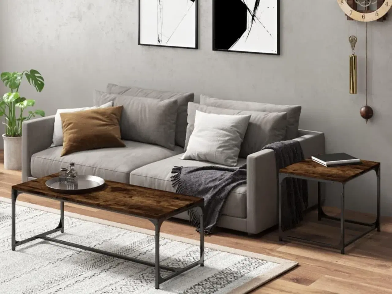Billede 3 - Sofaborde 2 stk. konstrueret træ røget egetræsfarve