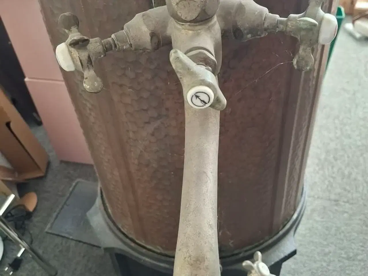 Billede 3 - Antik Kobber kedelbruser med brændefyret vandopvarming. STRØMBERG