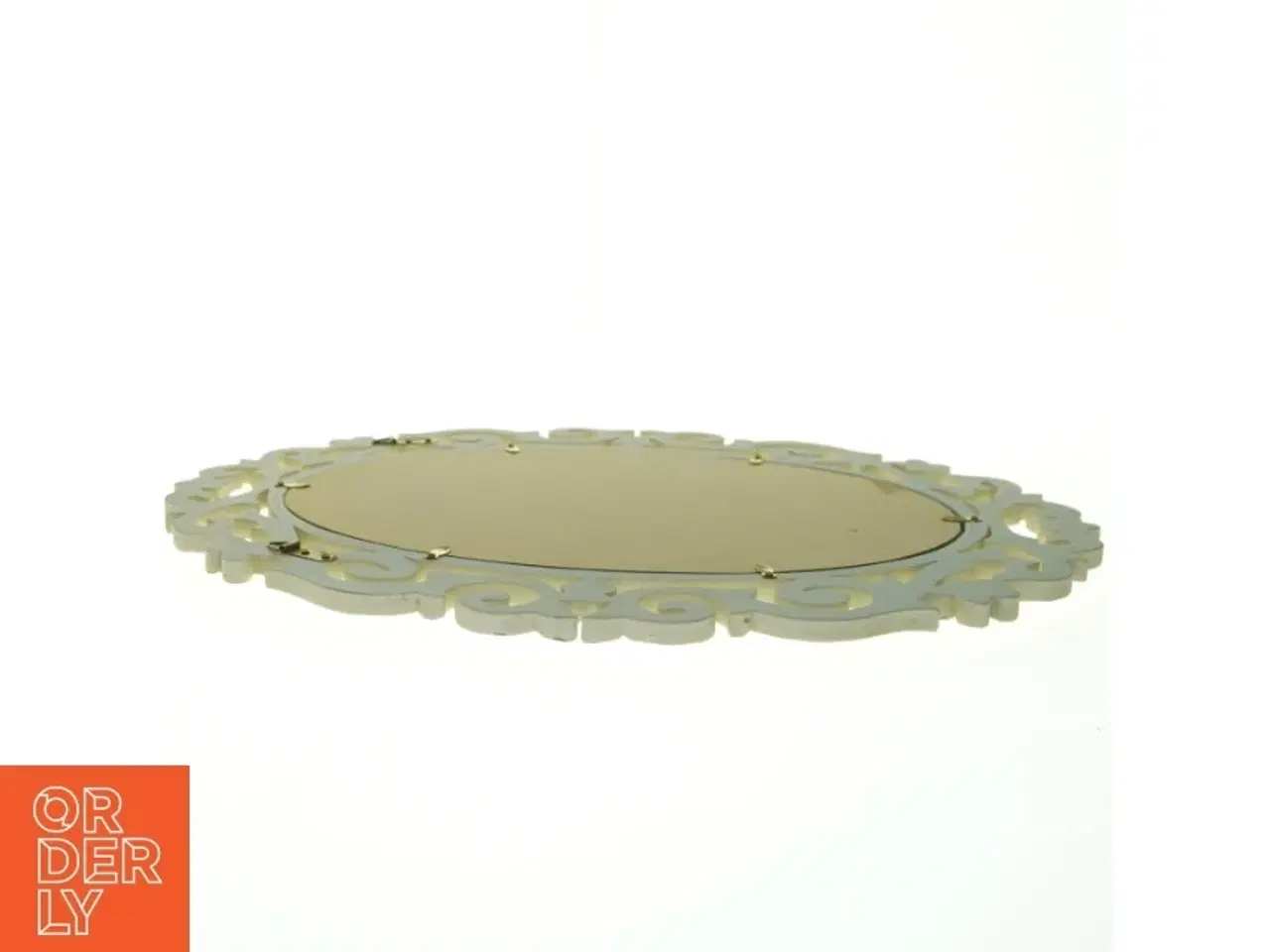 Billede 2 - Ovalt spejl med hvid dekorativ ramme (str. 50 x 39 cm)