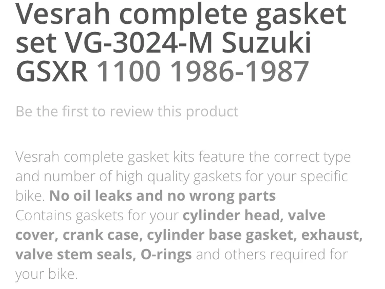 Billede 6 - Pakningssæt Suzuki GSXR 1100 1986