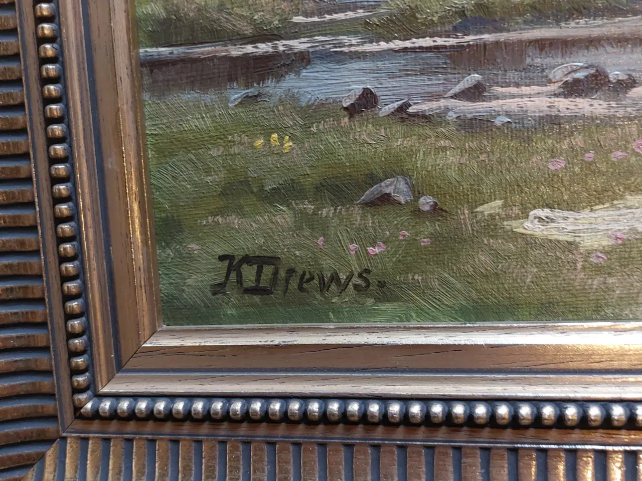 Billede 4 - KAJ DREWS-( 1884 - 1964 )- ROSKILDE FJORD - maleri