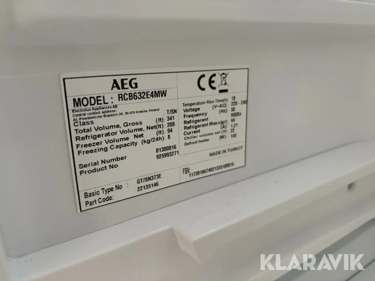 Billede 8 - Køle/frys skab AEG RCB632E4MW