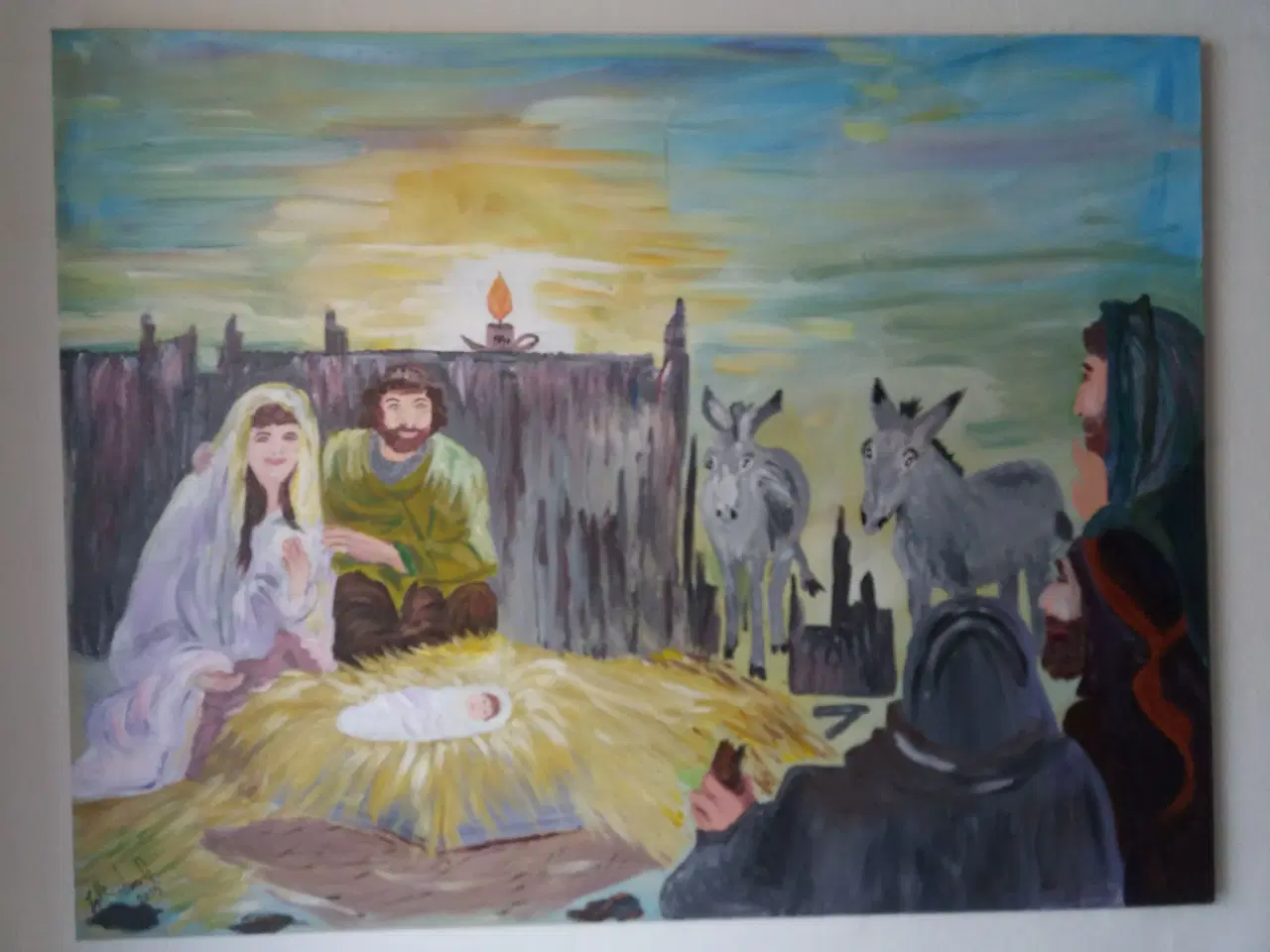 Billede 1 - Maleri  Jesusbarnet i krybbeen