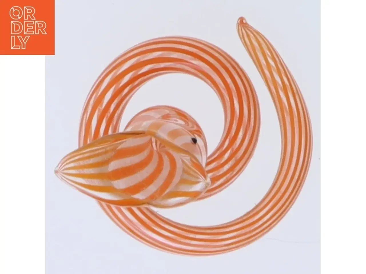 Billede 2 - Lille orange glasfigur af slange (str. 7,5 cm)