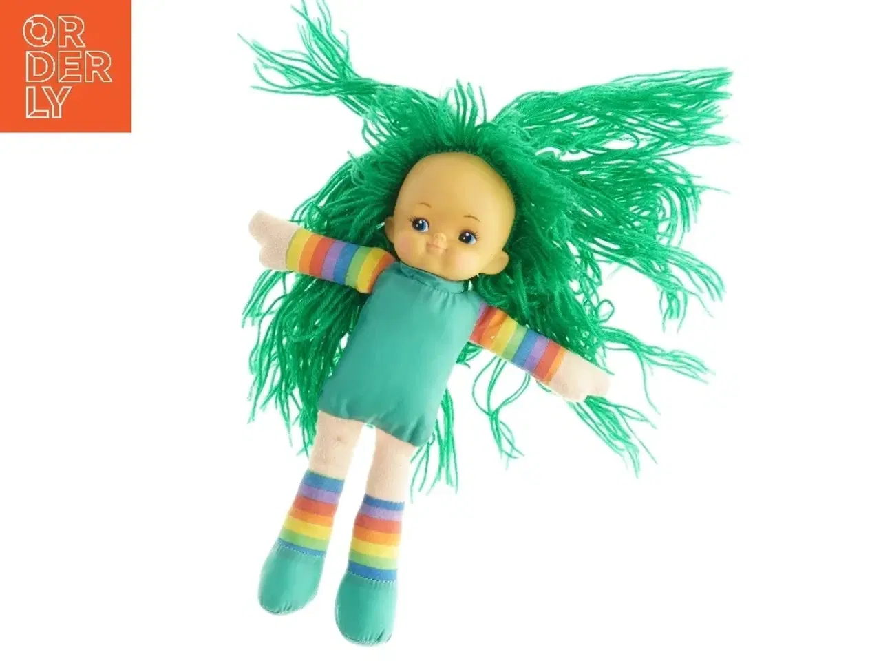 Billede 1 - Stofdukke med grønt hår (str. 26 x 10 cm)