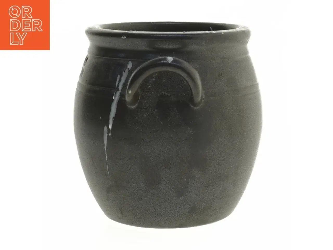 Billede 2 - Keramisk krukke med hanke fra Hganäs (str. Ø. 11,5 cm. længde. 13 cm)