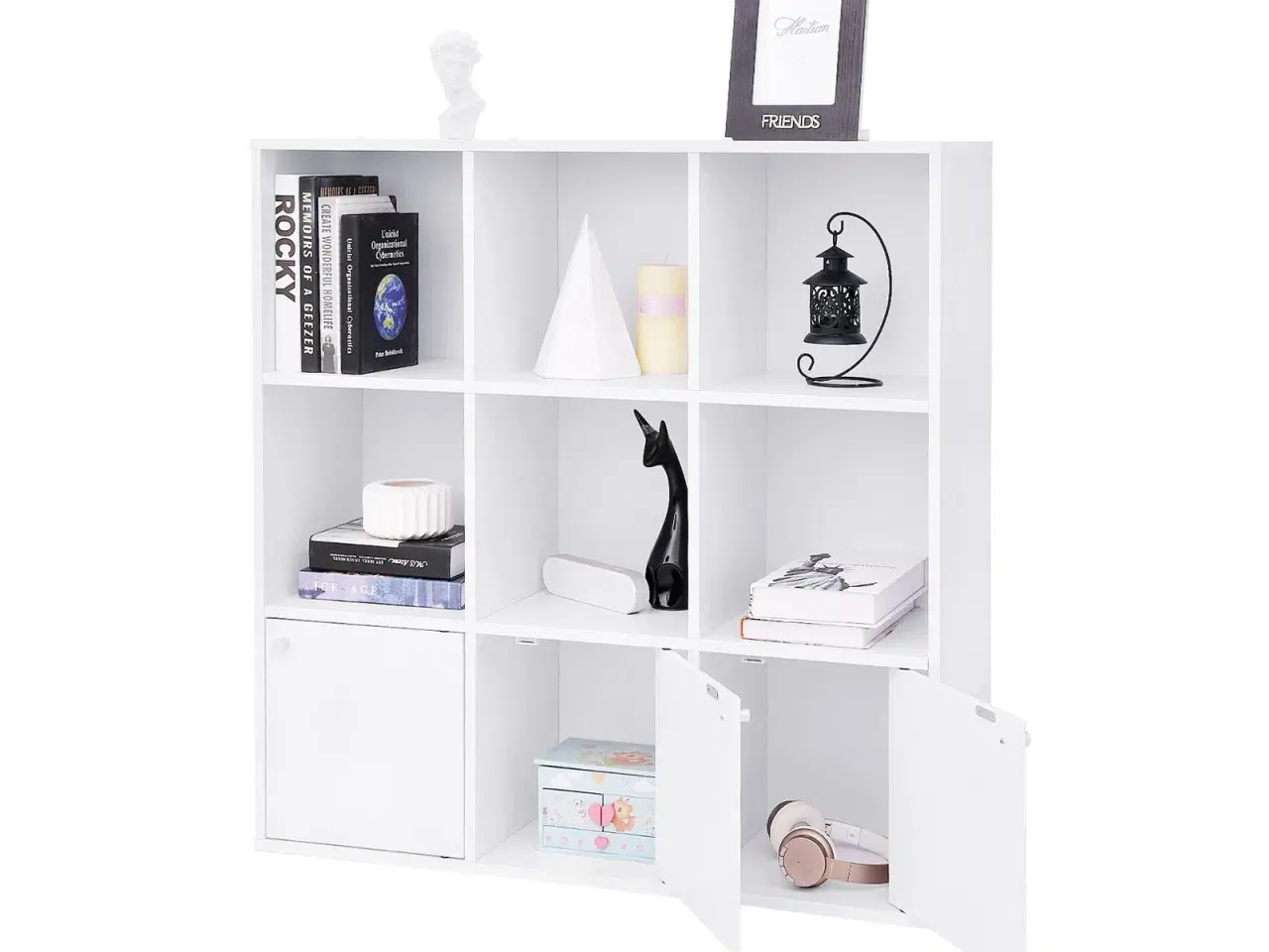 Billede 6 - Bogreol med kuber fritstående reol med 3 skabe, hvid