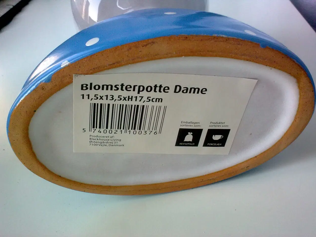 Billede 7 - Pottehoved KERAMIK plantepotte & LYSblå sjov!