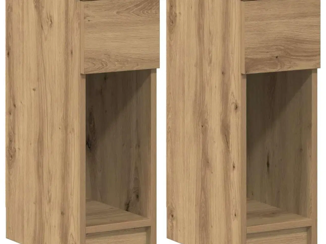 Billede 2 - Sengeborde med skuffe 2 stk. 20x36x60 cm egetræsfarve