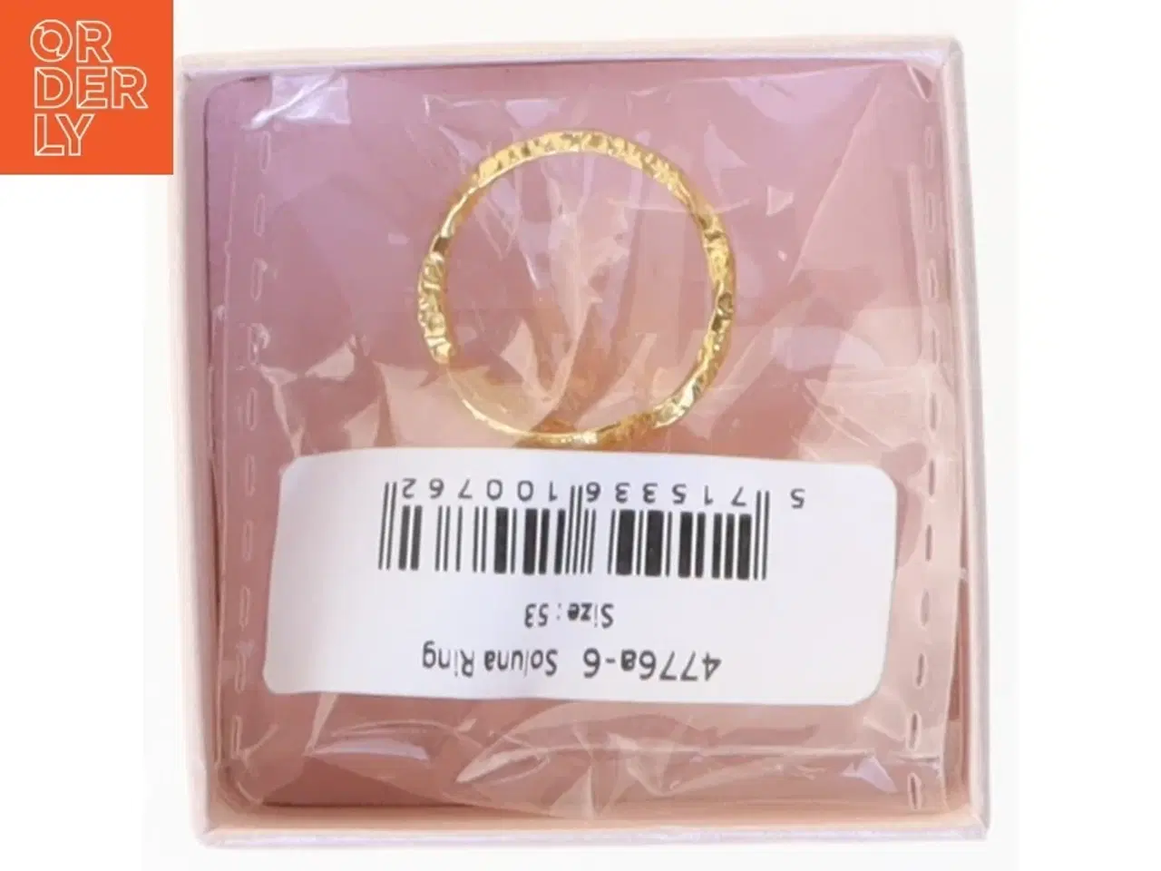 Billede 3 - Ubrugt Maanesten guldfarvet ring med mønster og perle (str. 52 mm)