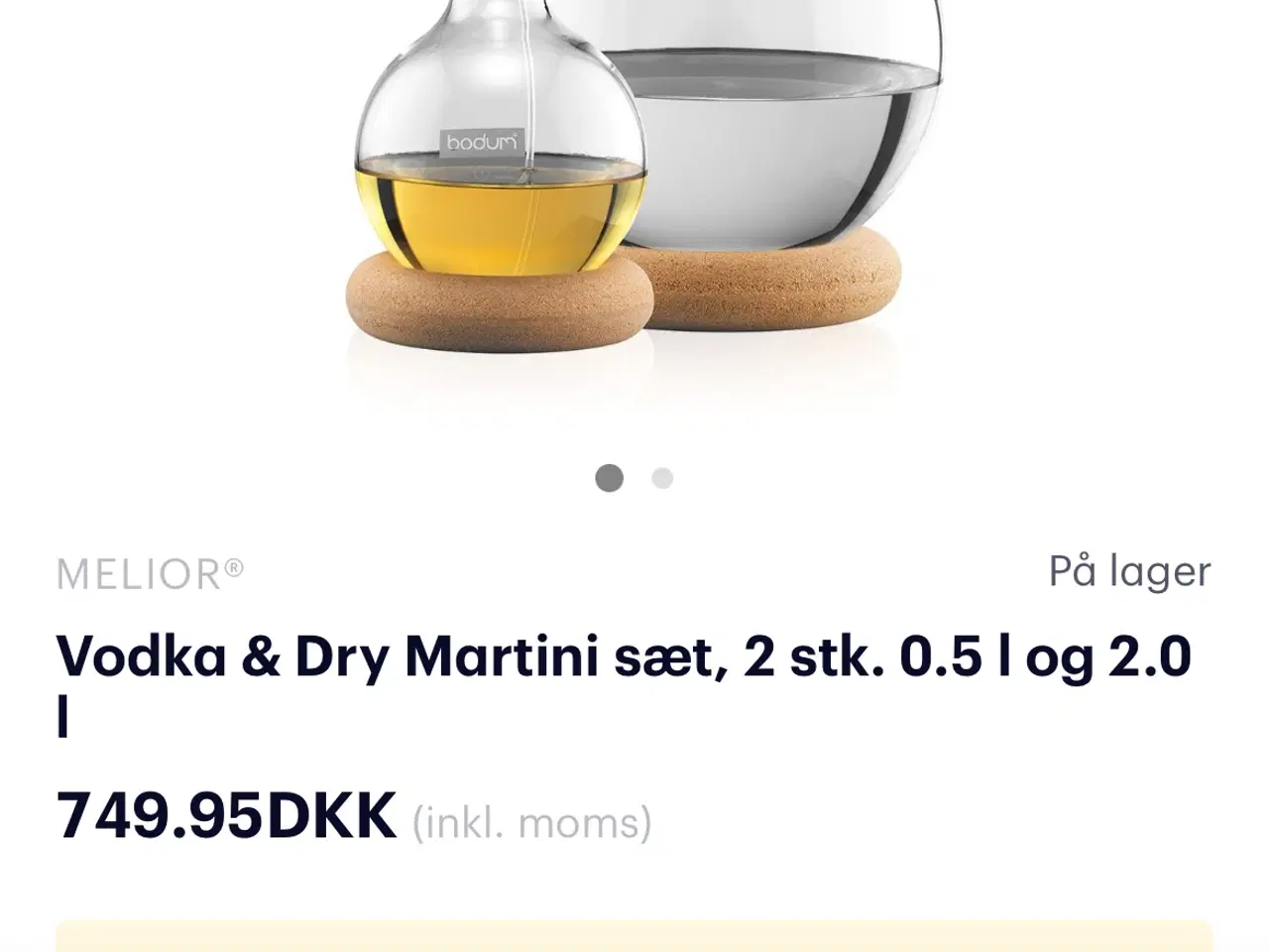 Billede 1 - Bodum Vodka & Dry Martini sæt med glas