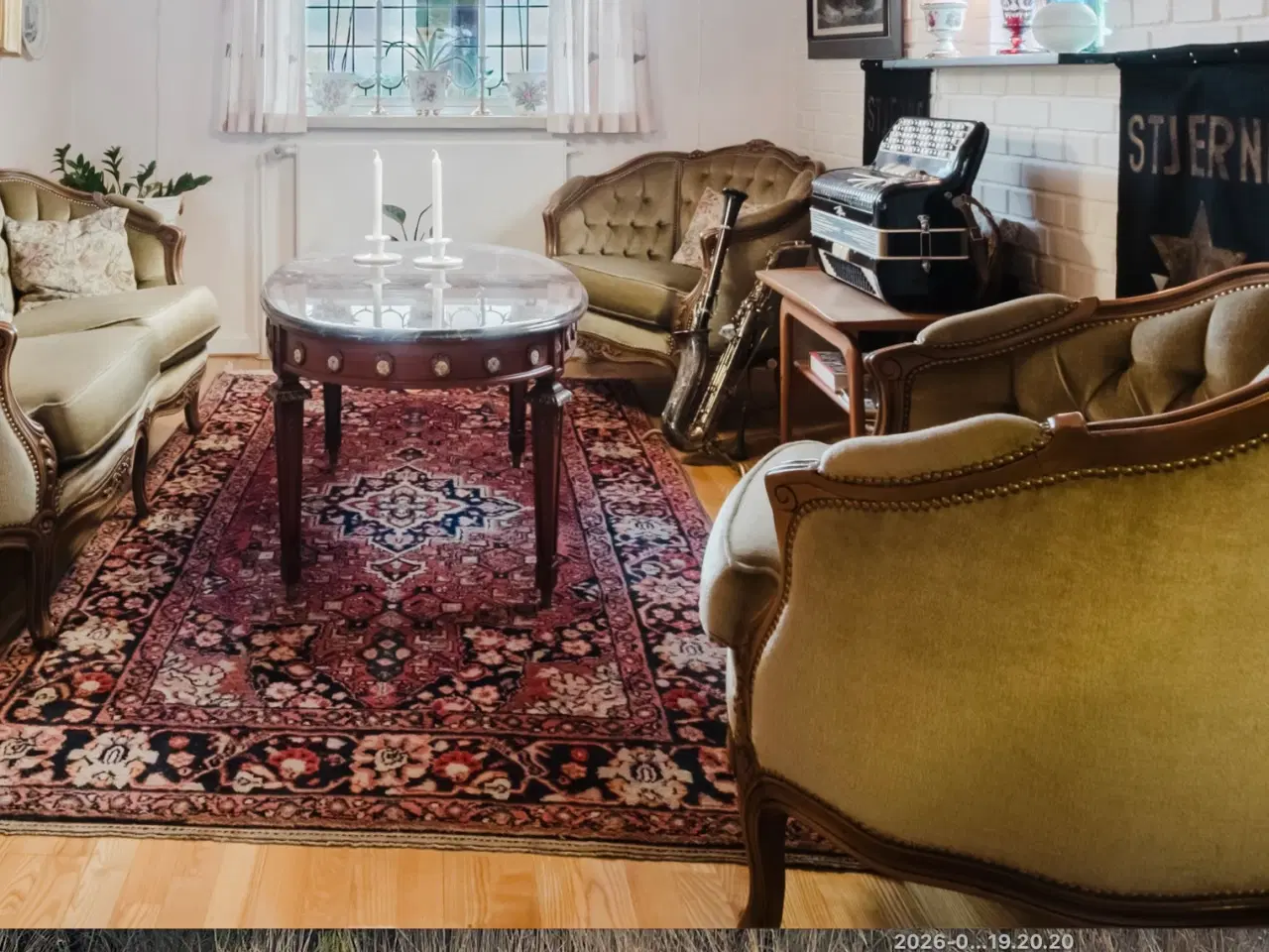 Billede 1 - Rokokosæt, 2 stole, 2 pers sofa og marmor-sofabord