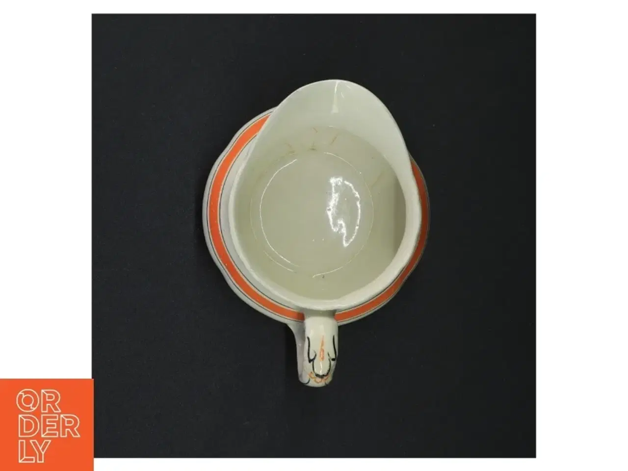 Billede 2 - Porcelæn flødekande med orange stribe (str. 13,5 x 10,5 x 8 cm)