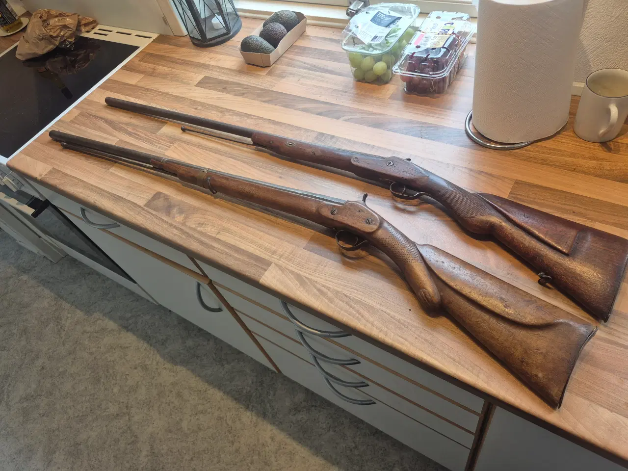 Billede 1 - 2 flotte antikke sortkrudts perkussionlås rifler. 