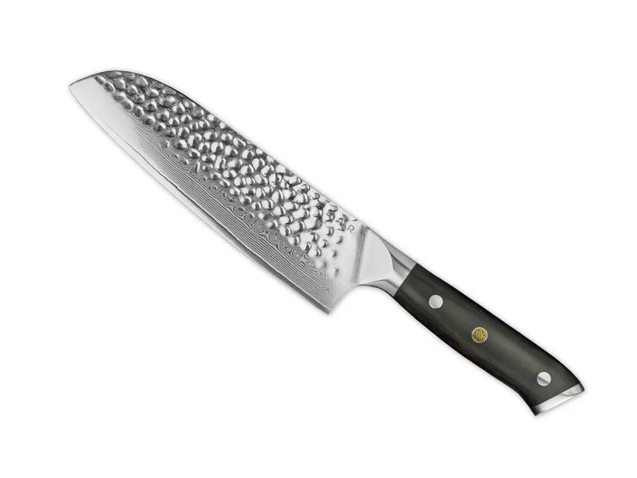 Billede 1 - Santokukniv, 18 cm knivblad, udført i 67 lags Damaskus stål.