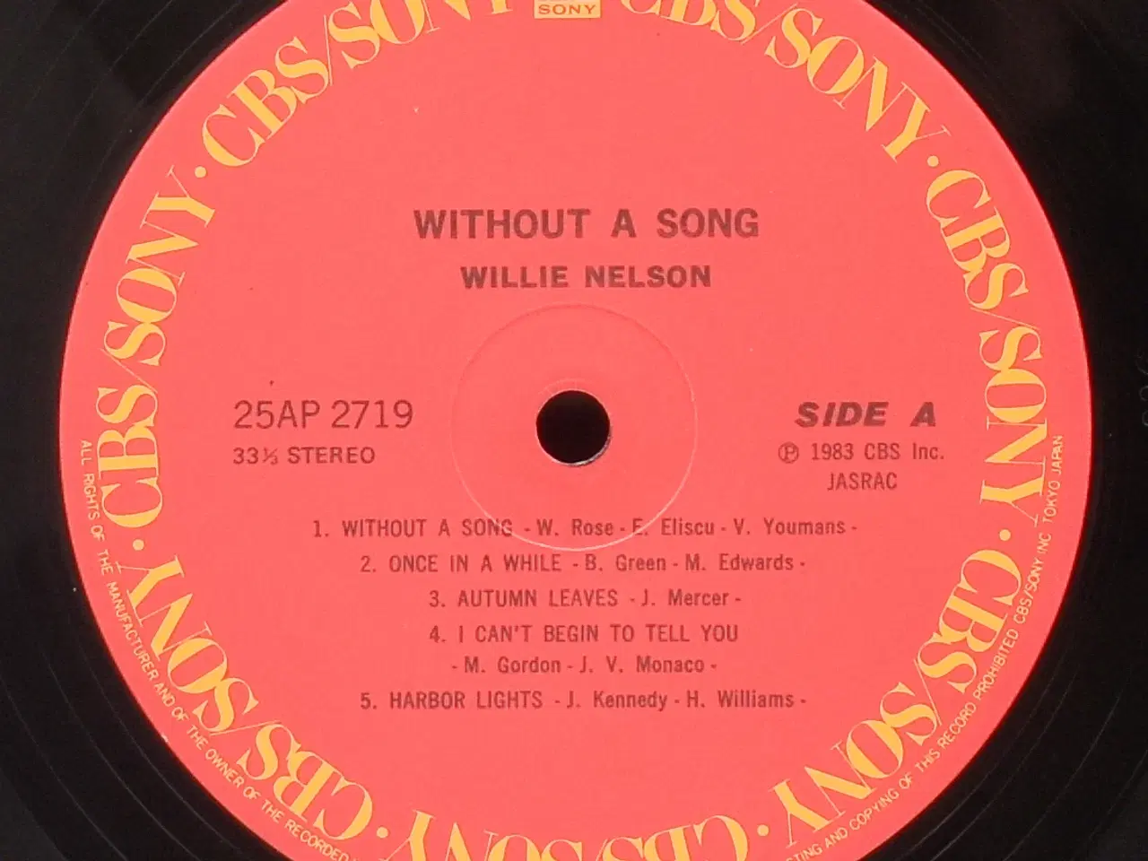Billede 5 - Willie Nelson - Without A Song - JAPAN 1983 EX/EX 