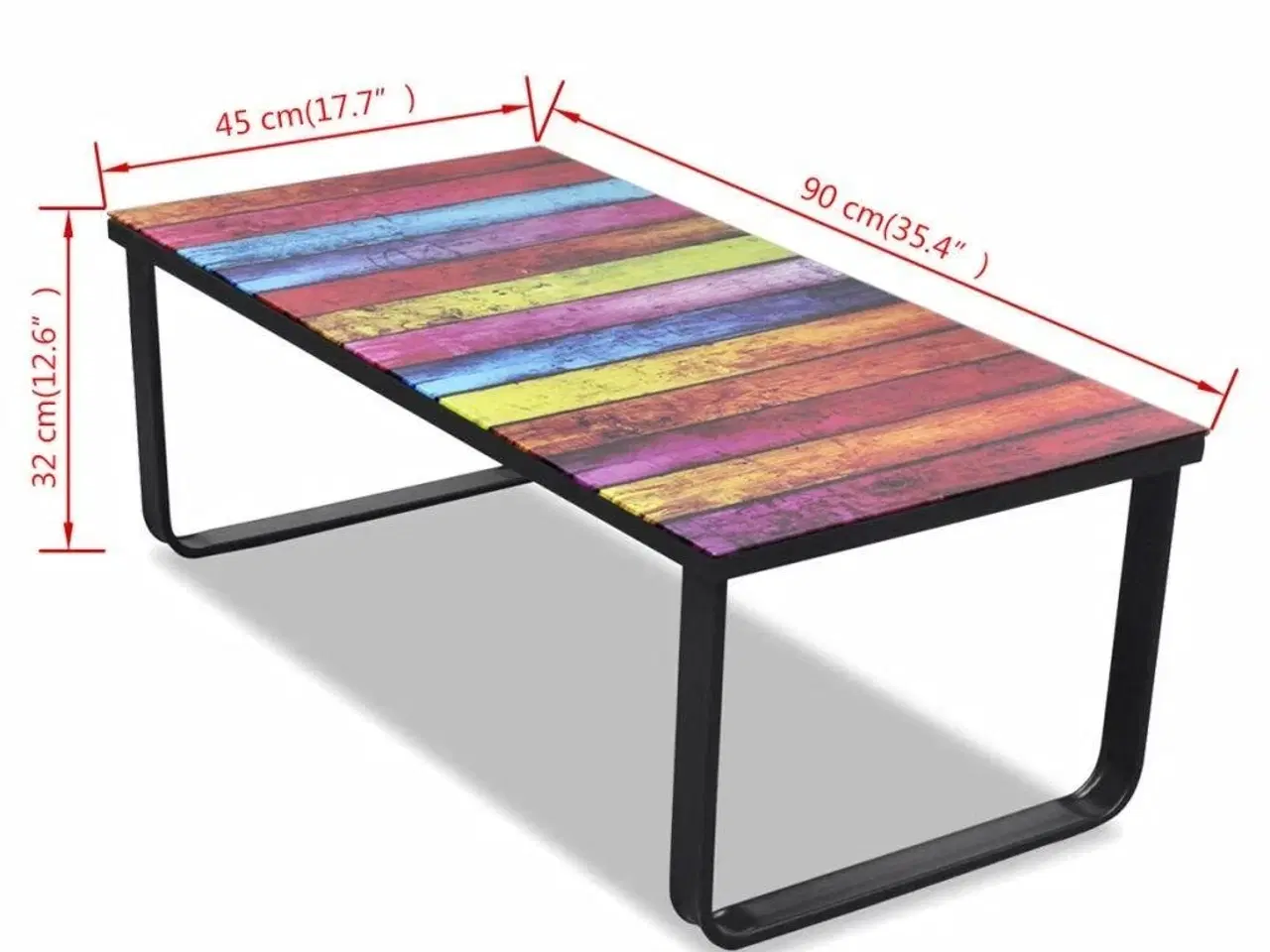 Billede 7 - Sofabord med regnbueprint glasbordplade