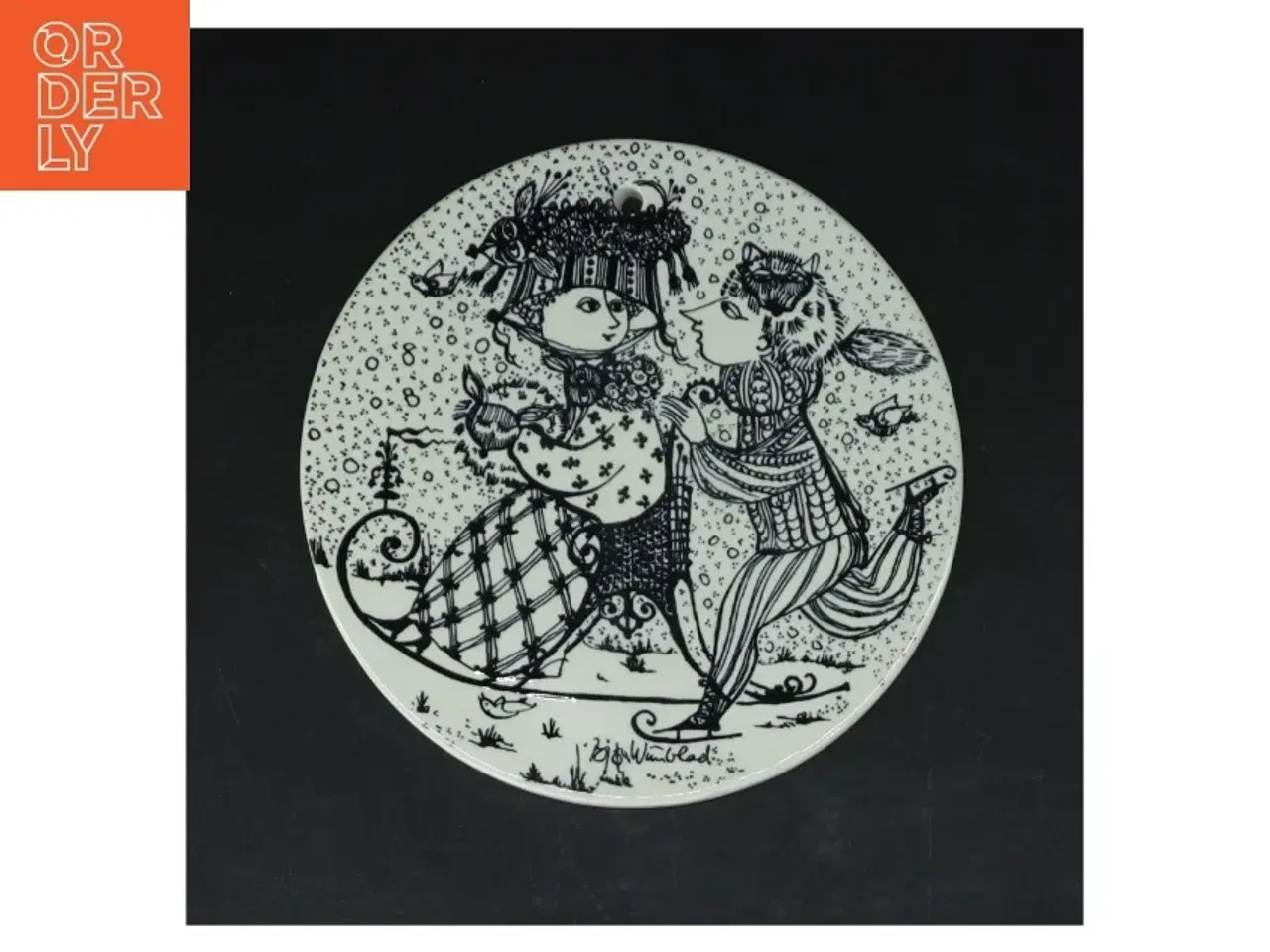 Billede 4 - Dekorative platter med illustrationer, Bjørn Wiinblad fra Nymølle (str. 4 styk. ø. 15 cm)