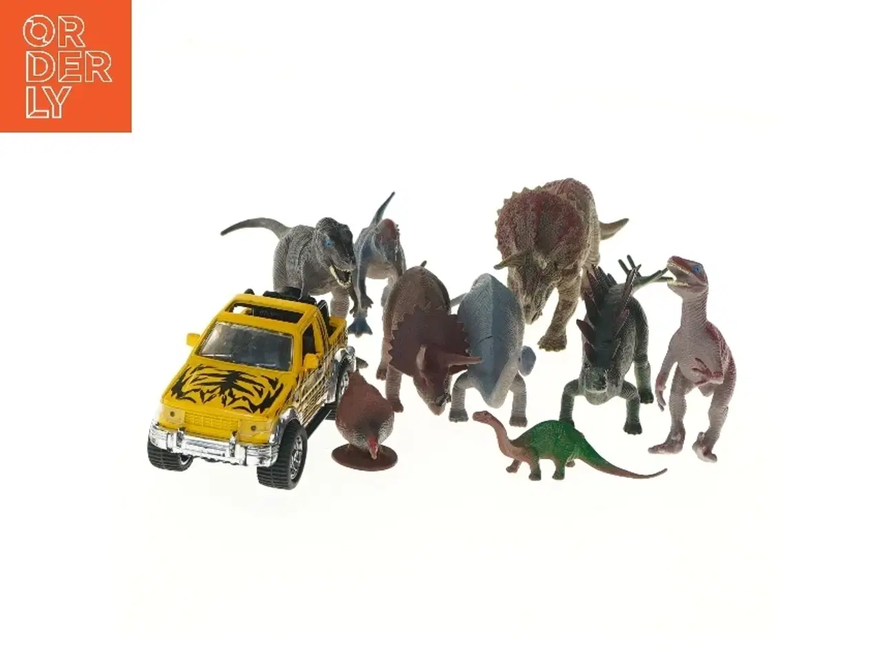Billede 1 - Legetøjsdinosaurer og legetøjsbil (str. ca 11-23 cm)