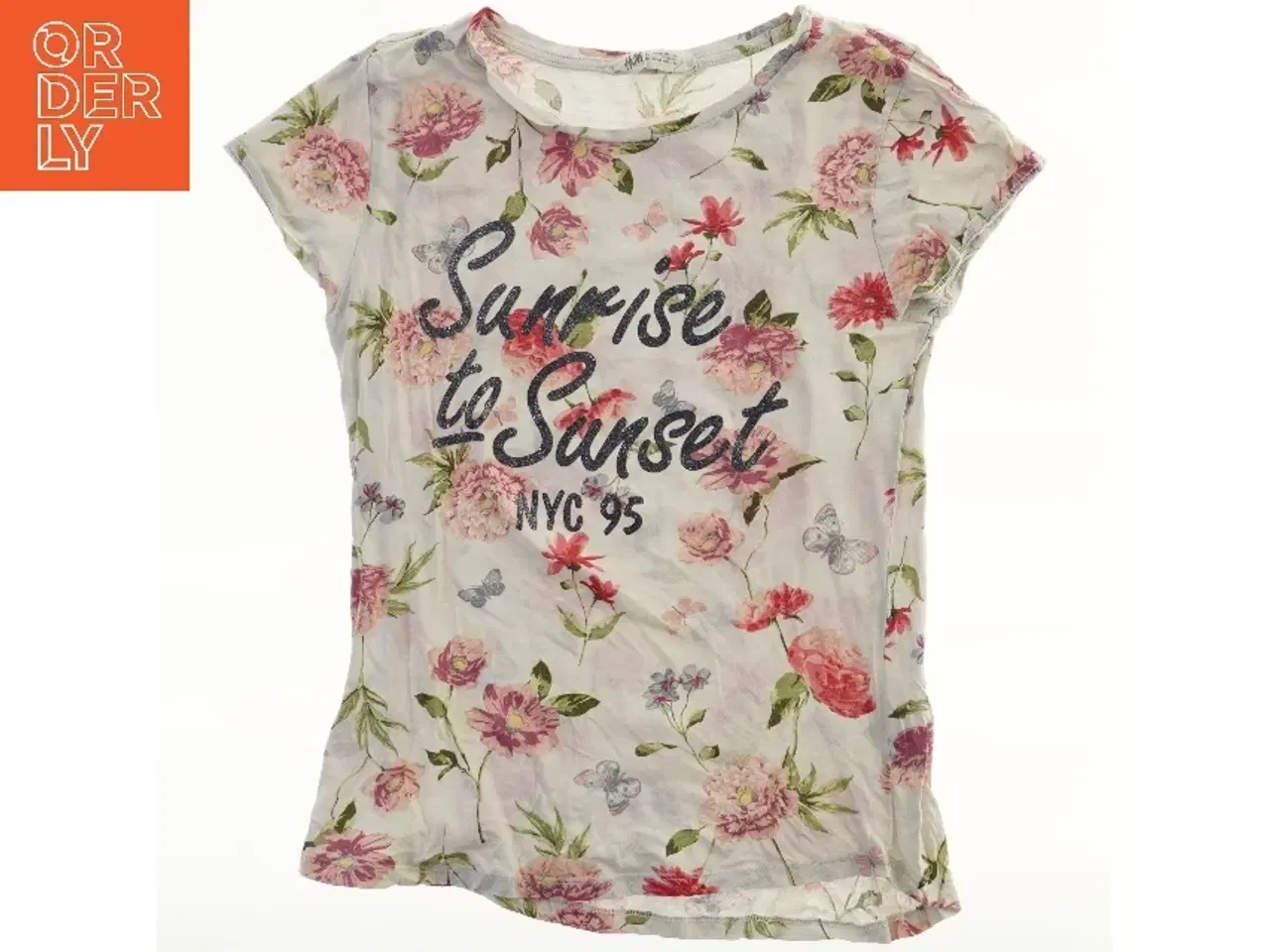 Billede 2 - Kortærmet blomstret T-shirt fra H&M (str. 158)