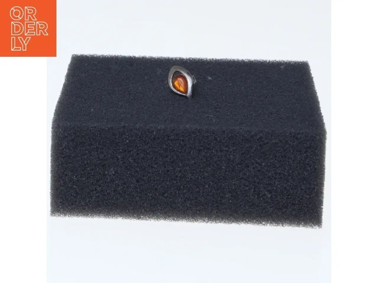 Billede 1 - Ørering med rav (str. 1 cm)