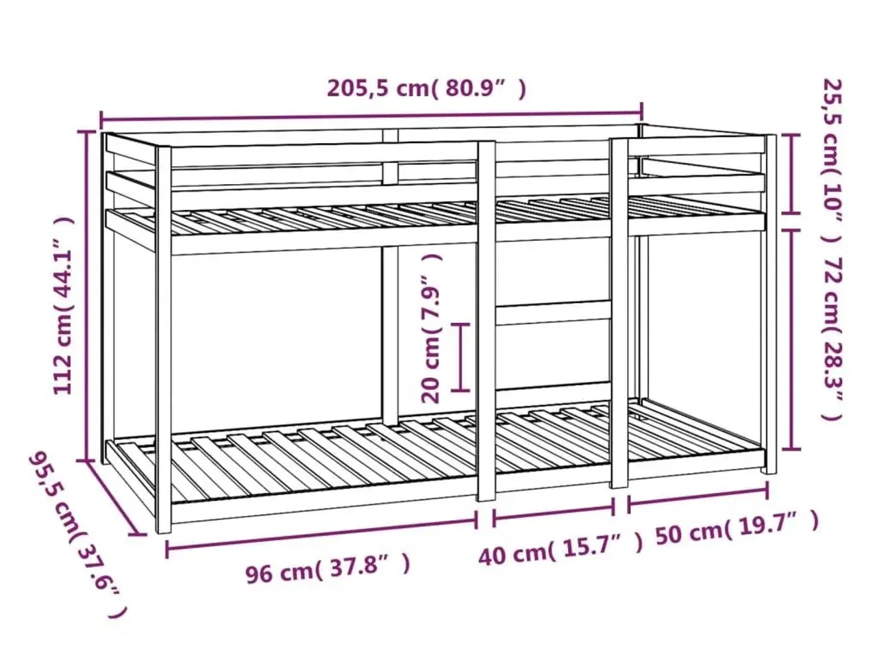 Billede 8 - Køjeseng 90x200 cm massivt fyrretræ hvid